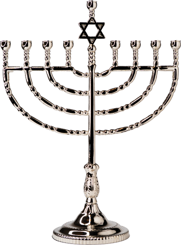 Large Traditional Silver tone Hanukkah Menorah