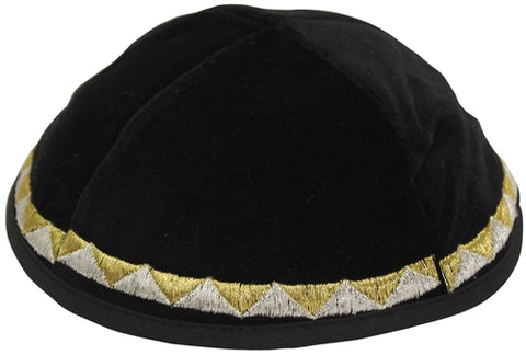 Black Velvet With Silver And Gold Embroidery Kippah