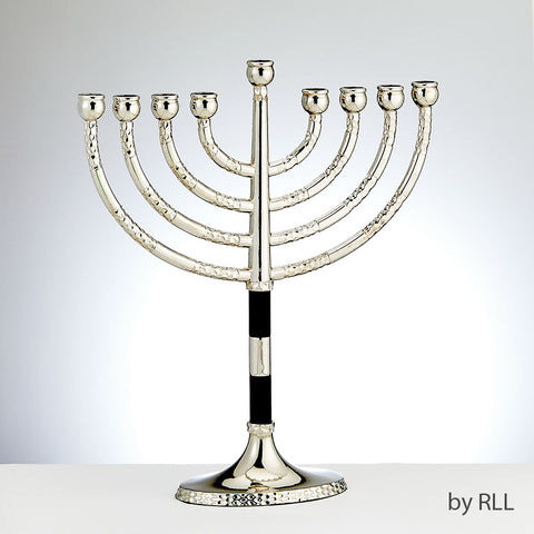 Classic Chanukah Menorah With Black & Silver Accents